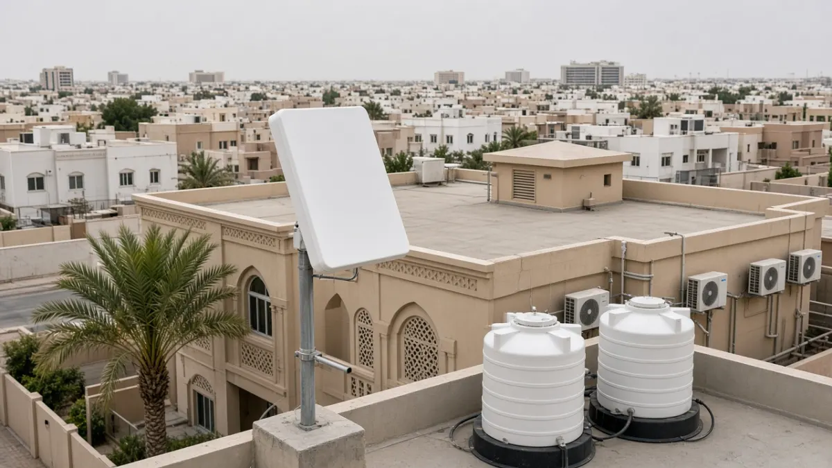 Starlink dish on a villa roof in Al Barsha Dubai